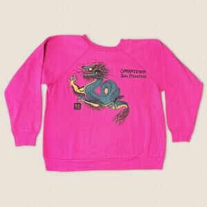 Vintage 90s Chinatown San Francisco Dragon Sweatshirt Crew Neck Hanes - Large